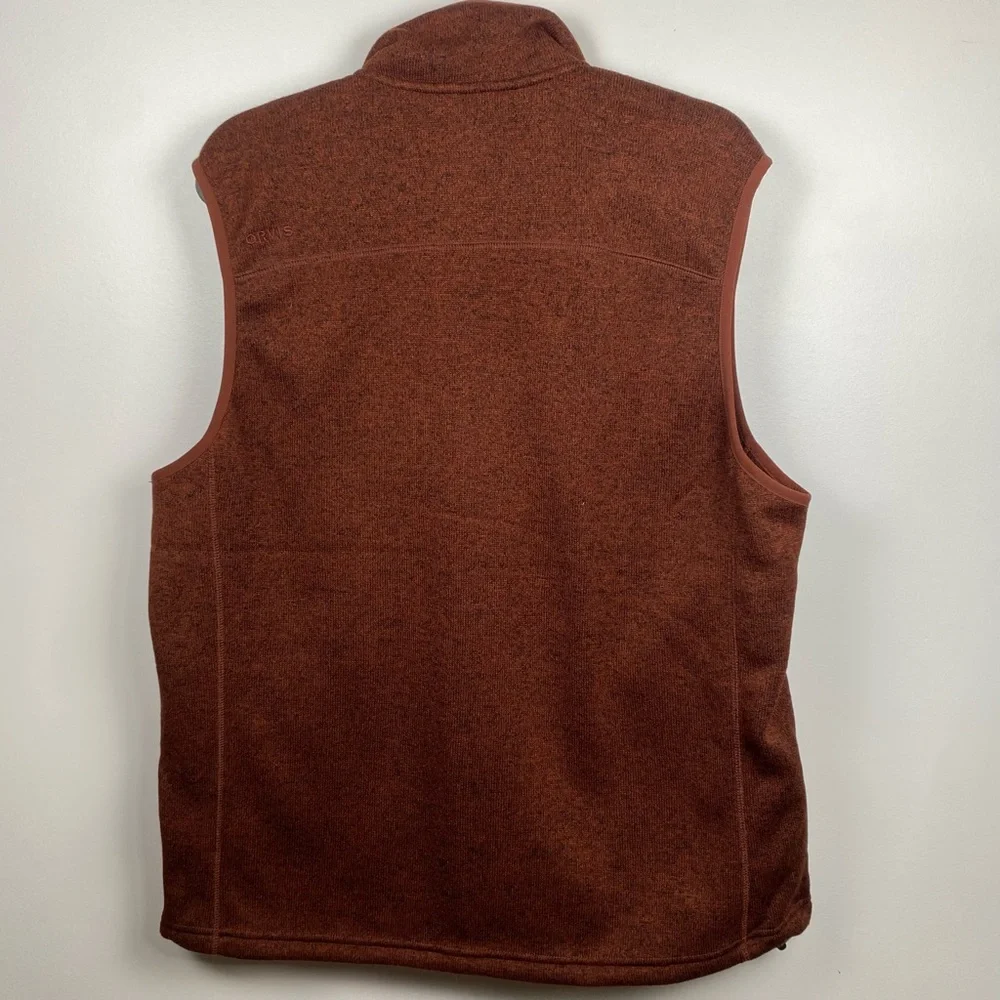 Orvis R65 Men's Rust Brown Fleece Zip Up Vest Large - Picture 2 of 6